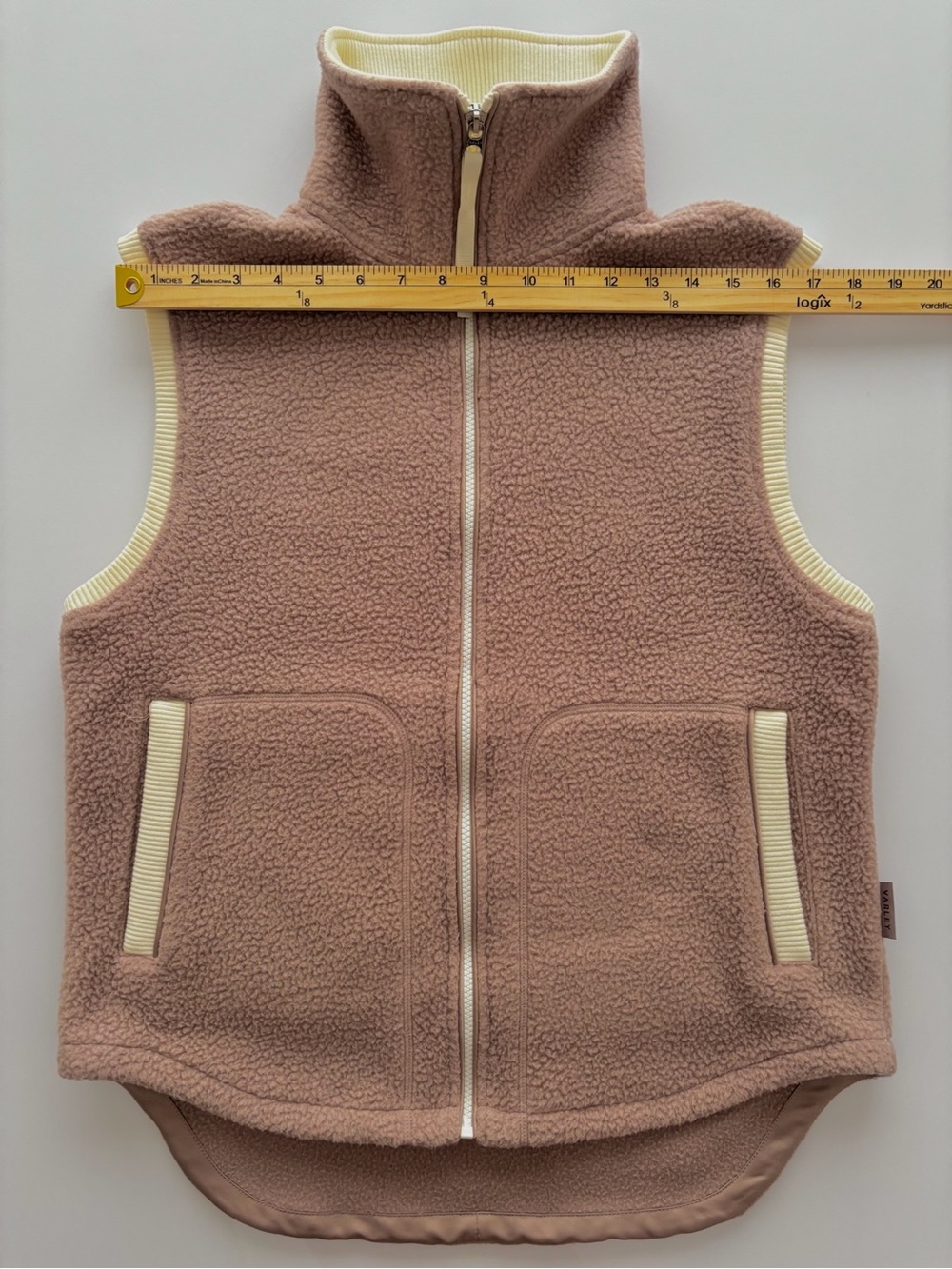 Varley Blush Pink Sherpa Vest with Cream Trim - Picture 8 of 9